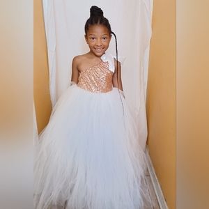 Rose gold flower girl dress